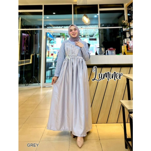 Luminer Maxy, GAMIS KONDANGAN SUPER CANTIK MURAH FIT  XXL LD 110 BAHAN MAXMARA VELVET MIX BROCADE BELAKANG ZIPPER OOTD