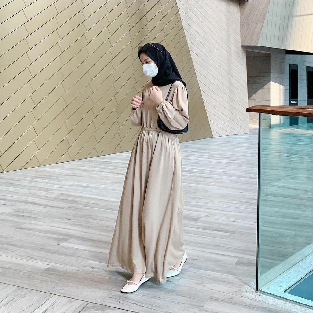 Titan Maxi | Fashion Muslim Gamis OOTD Casual Remaja Kekinian | Gamis Polos Dewasa Terbaru