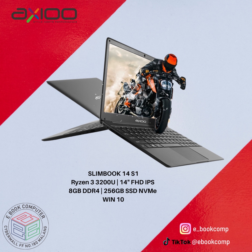 AXIOO SLIMBOOK 14 S1 Ryzen 3 3200 8GB DDR4 256GB SSD NVMe 14"FHD IPS WIN 10