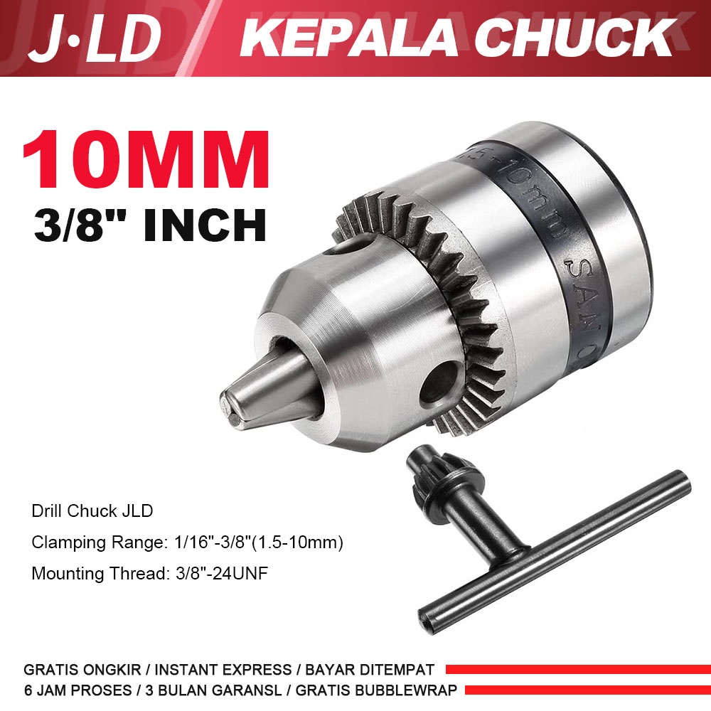 JLD Kepala Chuck 10 mm 3/8" inch Perkakas Bor Tangan - Drill Chuck JLD