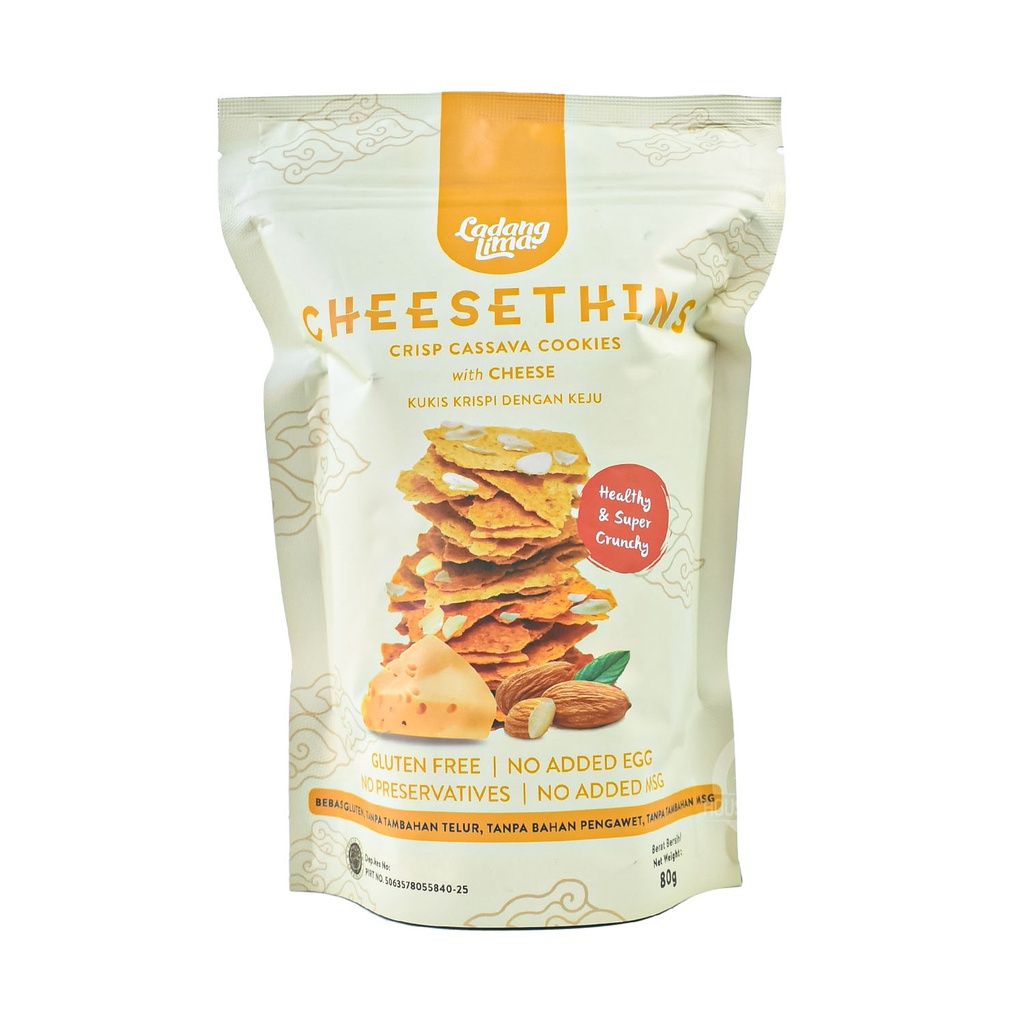 Ladang Lima Cheesethins Crisp Cassava Cookies With Cheese 80 Gr