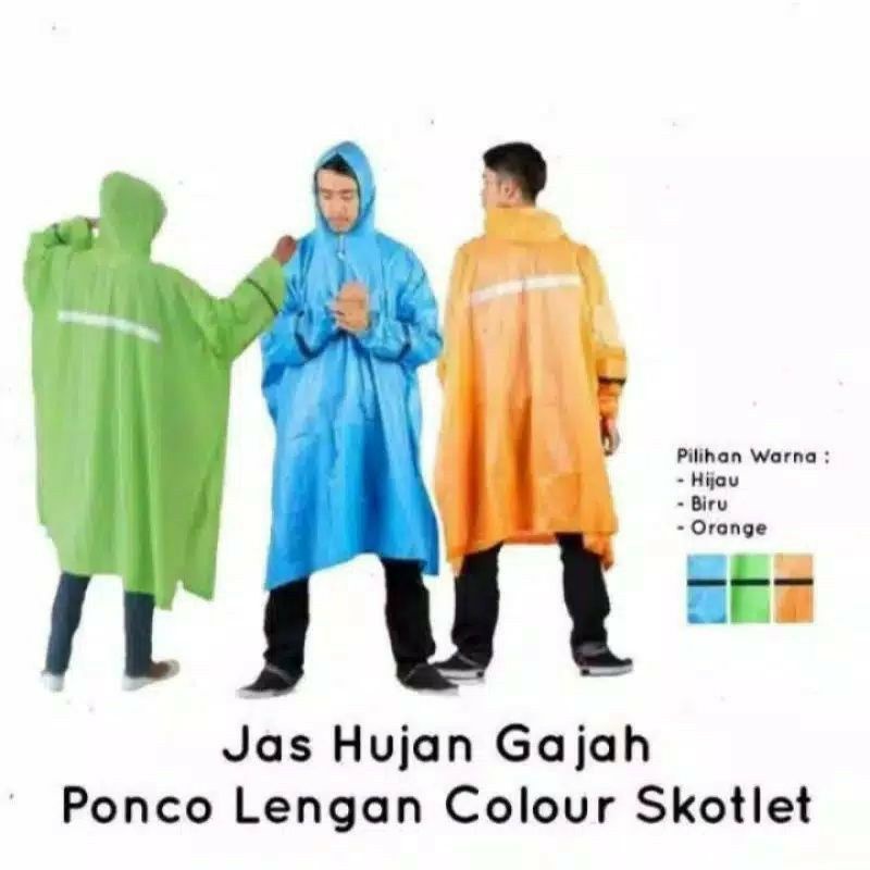 Jas hujan Ponco lengan colour ibex gajah warna - mantel ponco ibex