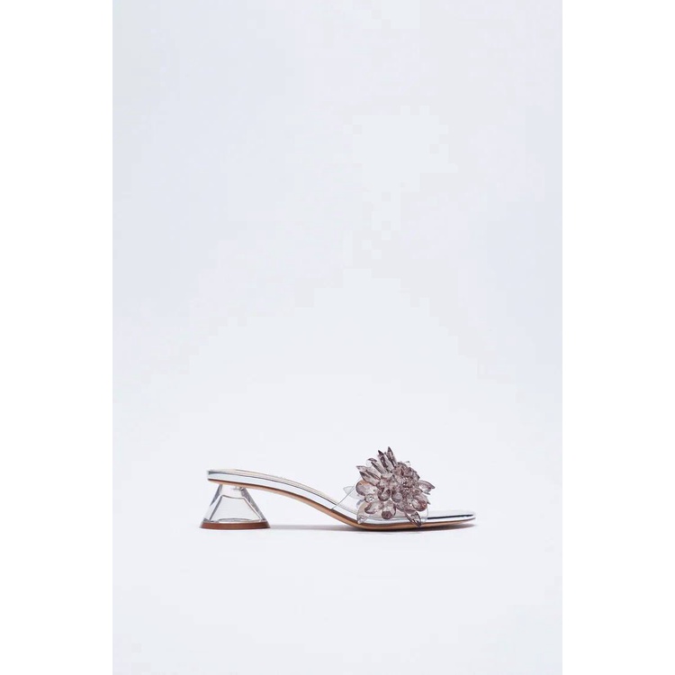 Zara Heeled Vinyl Sandals With Beading High Heels Zr Zra 00536