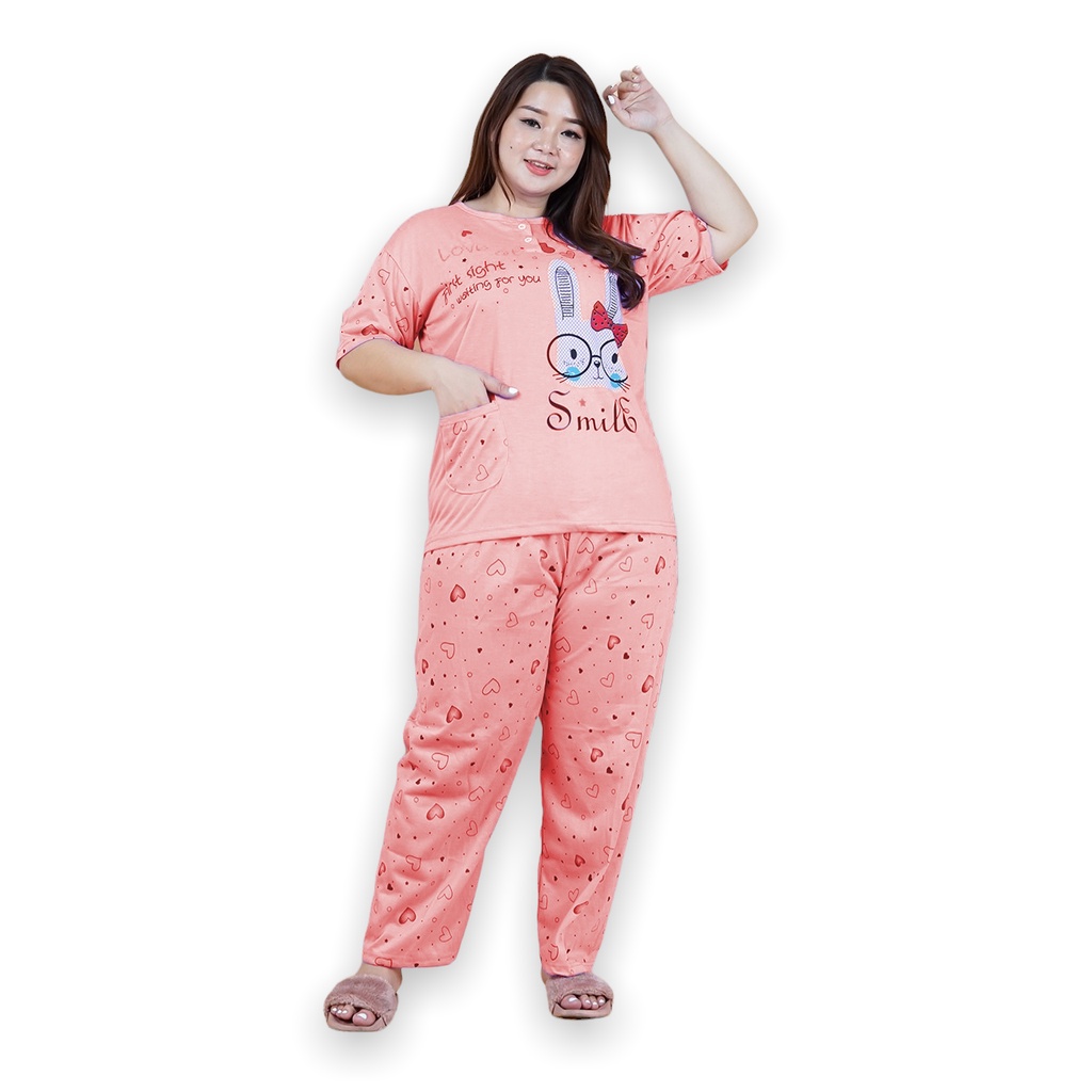 Baju Tidur Wanita CP Jumbo Bigsize Babydoll HELBES BUNY  XXL Celana Panjang Busui Bumil  Oversize Ko