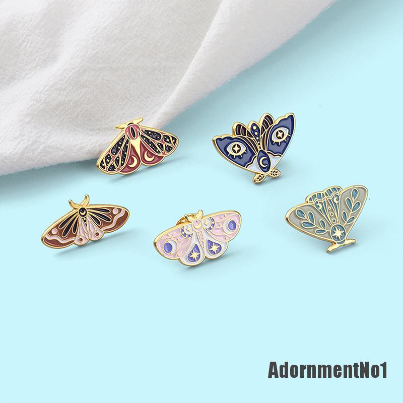 (Adornmentno1) Bros / Pin Enamel Bentuk Serangga Ngengat Kartun Untuk Aksesoris Tas / Ransel / Pakaian