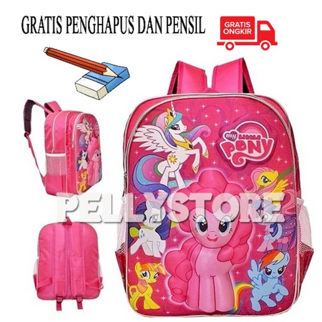 TAS ANAK KUDA PONY 3 DIMENSI  TAS ANAK SD TAS ANAK KARAKTER KUDA PONY GRATIS PENSIL DAN PENGHAPUS