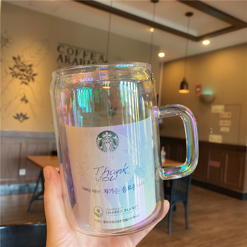 Starbucks Tumbler Laser Aurora Glass Cup Starbucks 700ML