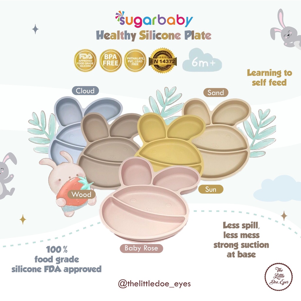 Sugarbaby Healthy Silicone Feeding ( Plate, Bowl, Spoon &amp; Fork, Slabber)