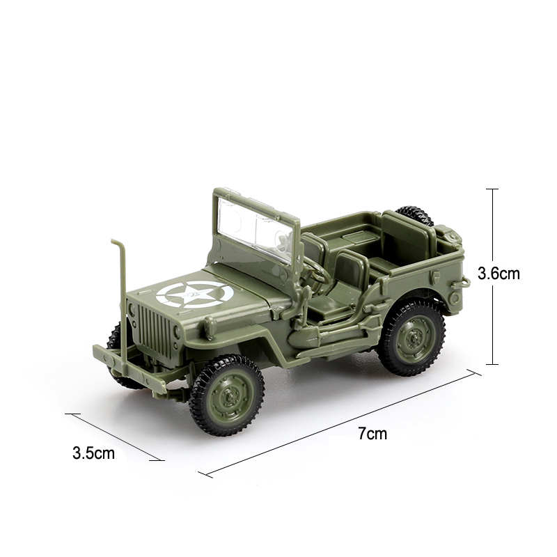 Miniatur Mobil Jeep WW2 US Willys Skala 1 / 48 Untuk Koleksi