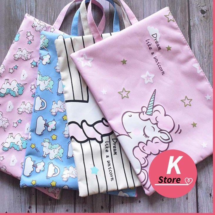 

WPH PF06 Dream Unicorn Portable A4 file Storage pouch bag Tempat Buku Ala - .