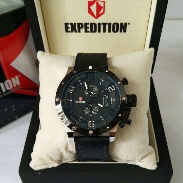 Jam tangan  pria _ expedition 6381 silver black original