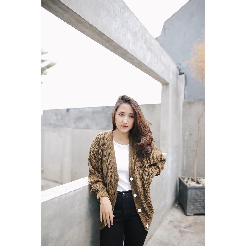 Cardigan rajut premium (Carra)-Cinnamon