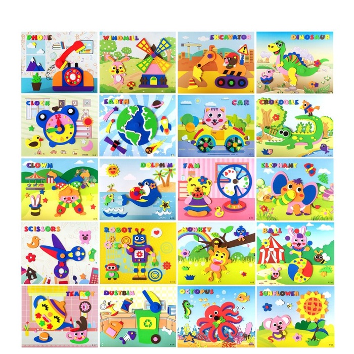 Mainan Edukasi Anak - Puzzle Anak Sticker Eva Foam 3D Putar Gerak - Puzzle Eva Putar