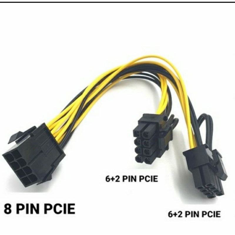 SKU-1279 KABEL PCIE 8 PIN TO DUAL 8 PIN 6+2 POWER SPLITTER VGA PCI-E