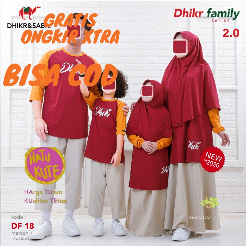 Kaos Family Couple Dhikr And Sabr Df 18 Maroon Dan Mustard