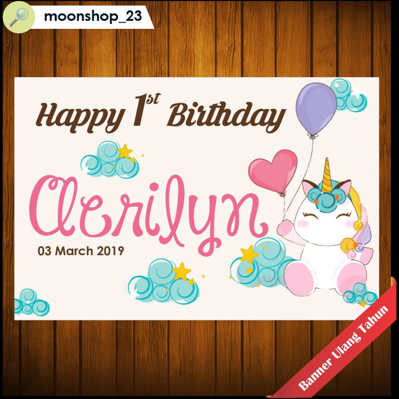 Doradoray_ Spanduk / Banner / Backdrop Ulang Tahun Custom Tema Unicorn