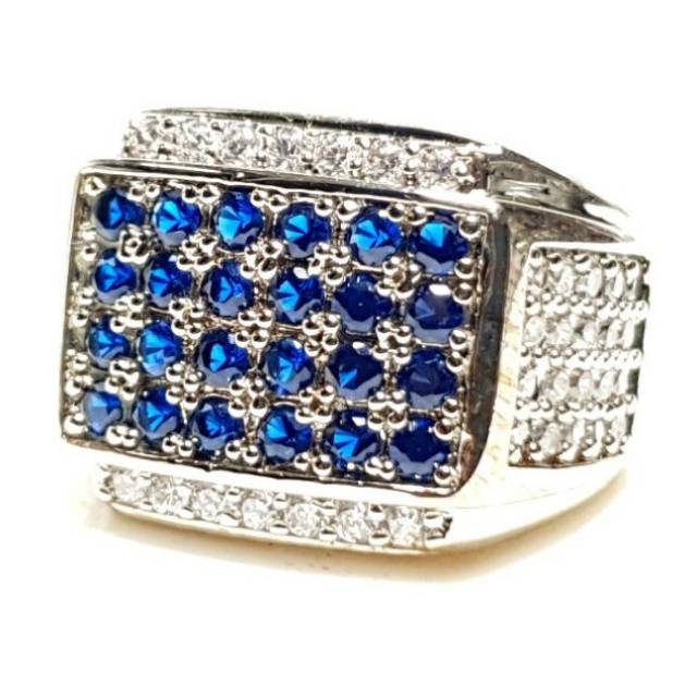 

BATUB PERMATA BLUE SAPPHIRE TABUR ELEGANT DENGAN 24 MATA !! RING STEMPEL