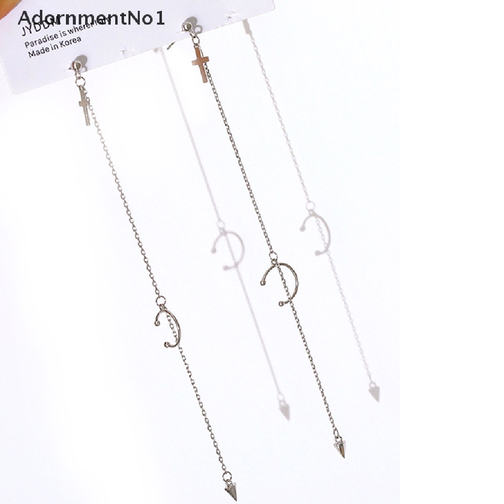 (AdornmentNo1) 1pc Anting Tusuk Gantung Desain Salib + Rivet Gaya Punk Untuk Wanita