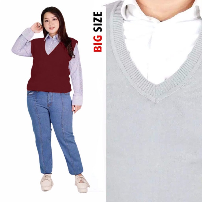 Promo nih  Rompi Rajut Wanita Big Size Polos Ina Knit Vest Jumbo Size - JCFashion Premium Quality