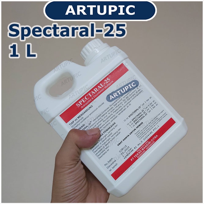 Disinfektan Spectaral-25 1 Liter Antiseptik Sanitasi Anti Virus Bakteri Jamur Glutaraldehyde dan Quaternary Ammonium Compound Bunuh Virus ND IB ILT AI Marek FMD Mycoplasma Pasteurella Ecoli Salmonella