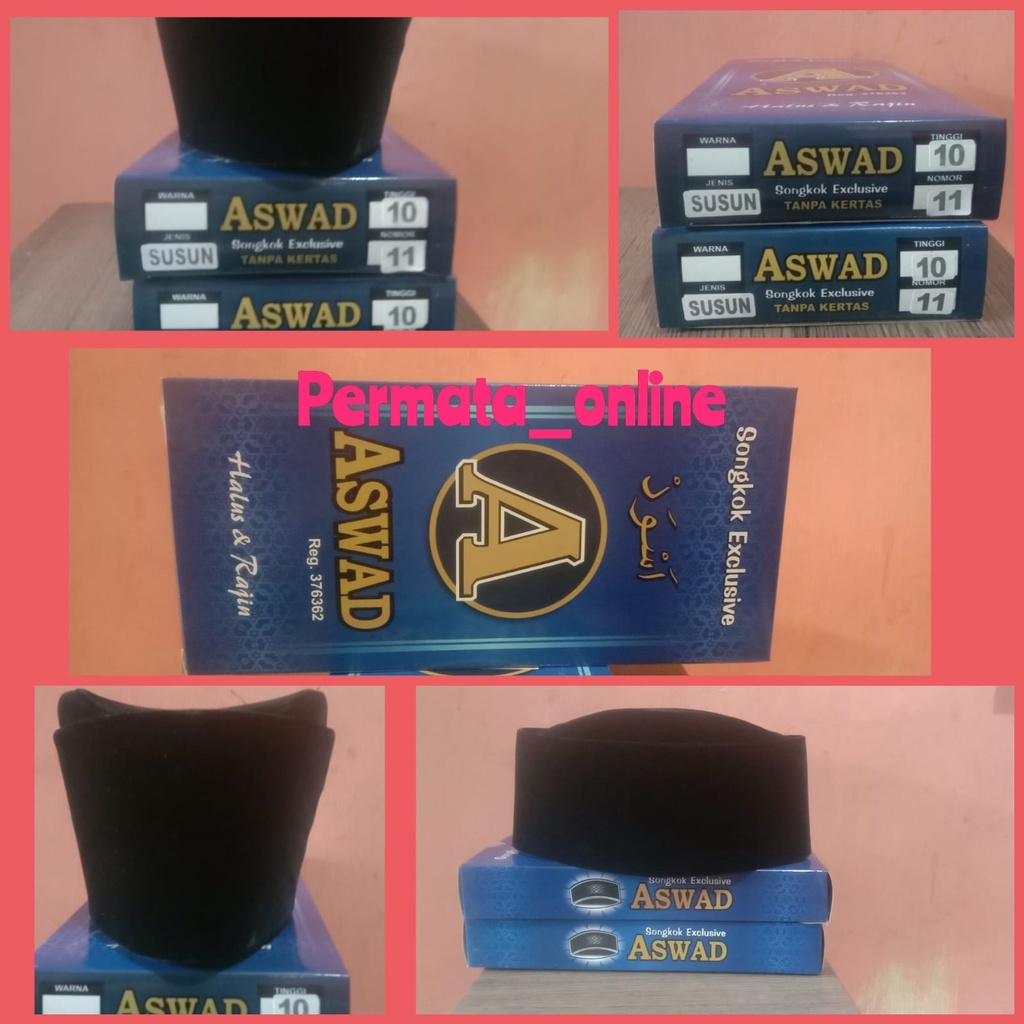 TERBAIK PECI KOPIAH SONGKOK HITAM MERK ASWAD SUSUN TINGGI 10 NO. 11