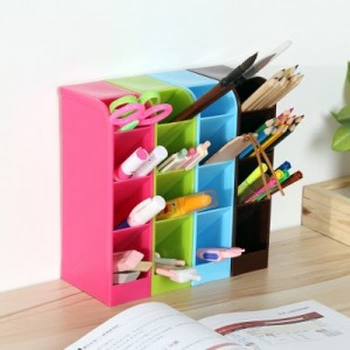 Serbagrosirmurah Rak Mini Pencil 4 Sekat Rak Organizer Tempat Alat Tulis Make Up Serbaguna