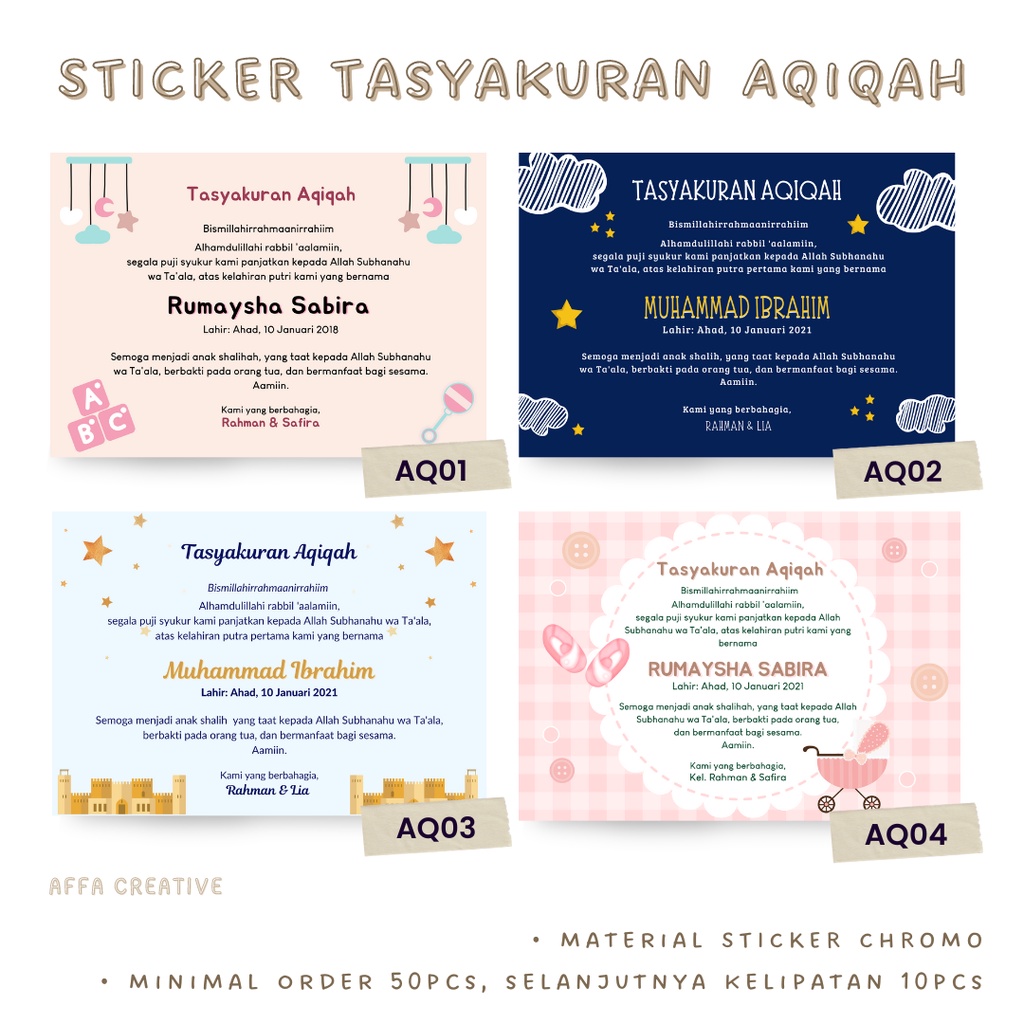 

Sticker Tasyakuran Aqiqah Kelahiran Bayi [1]