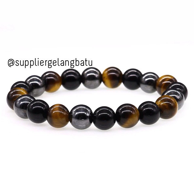 gelang batu unisex tiger eye blackstone blustin badar besi batu asli