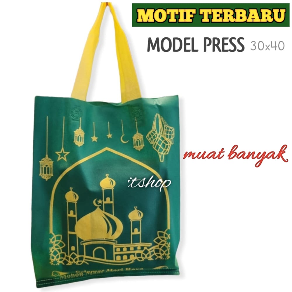 

ITSHOPING - Tas Kain Bingkisan Lebaran Tapak Press / Tas Souvenir Lebaran / Goodie Bag Idul Fitri