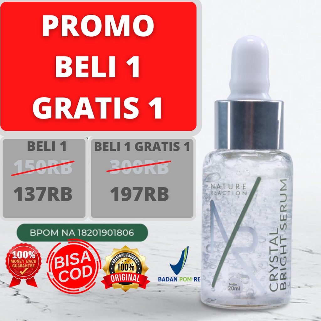 SERUM WAJAH GLOWING NATURE REACTION CRYSTAL BRIGHT SERUM NR 100% ORIGINAL BEBAS JERAWAT & FLEK HITAM