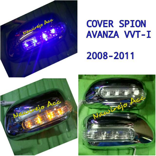 Cover Spion Chrome AVANZA VVTI + Lampu Senja Biru Dan Sein Kuning