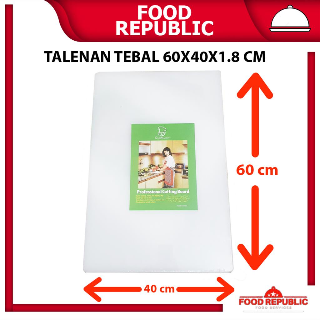 TALENAN PLASTIK RESTO TEBAL 60x40x1.8CM CUTTING BOARD PUTIH BESAR