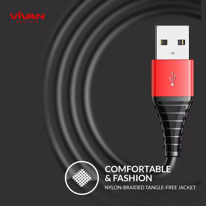 Kabel Data SM100s/SM100 Micro Fast Charging VIVAN 100CM 2.4A Android - Garansi 1 Tahun