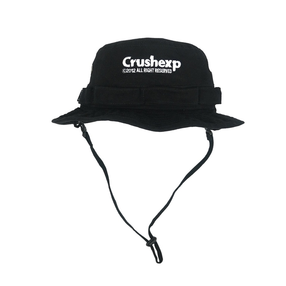 CRUSH EXP Topi Rimba / Bucket Hat STC0173 - BLACK / Topi Rimba Tali Distro Pria Wanita