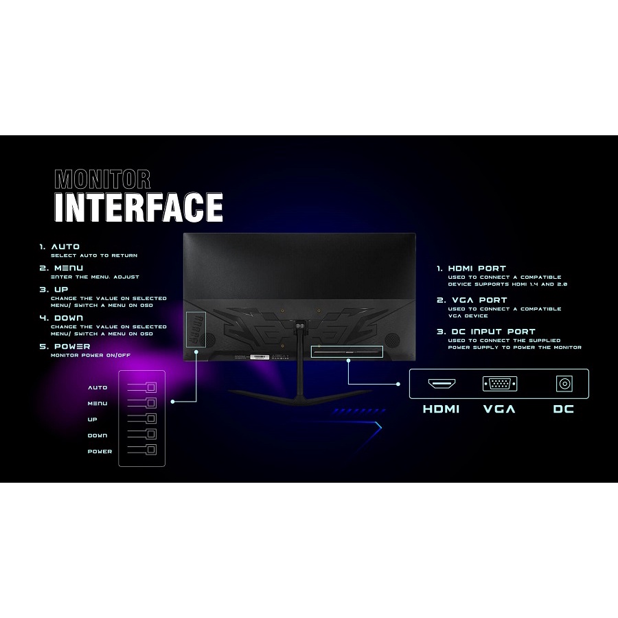 Monitor Led Cube Gaming 22&quot;Inch CG22BOW FullHD 75Hz 1080p HDMI / VGA