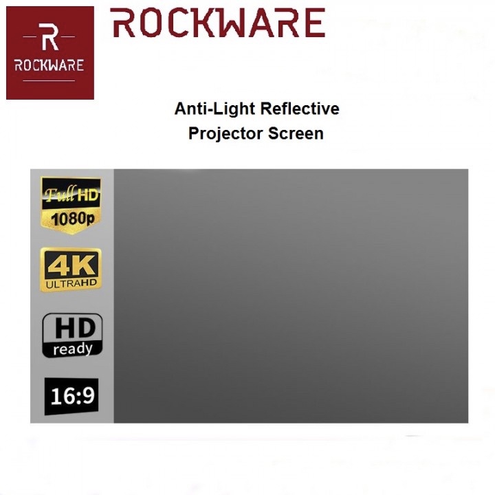 ROCKWARE 60/70/80/100/120-inch Anti-Light Reflective Projector Screen Portable