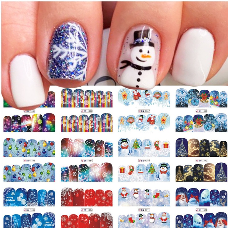 Zzz Stiker Kuku Motif Natal 3D Untuk Dekorasi Nail Art