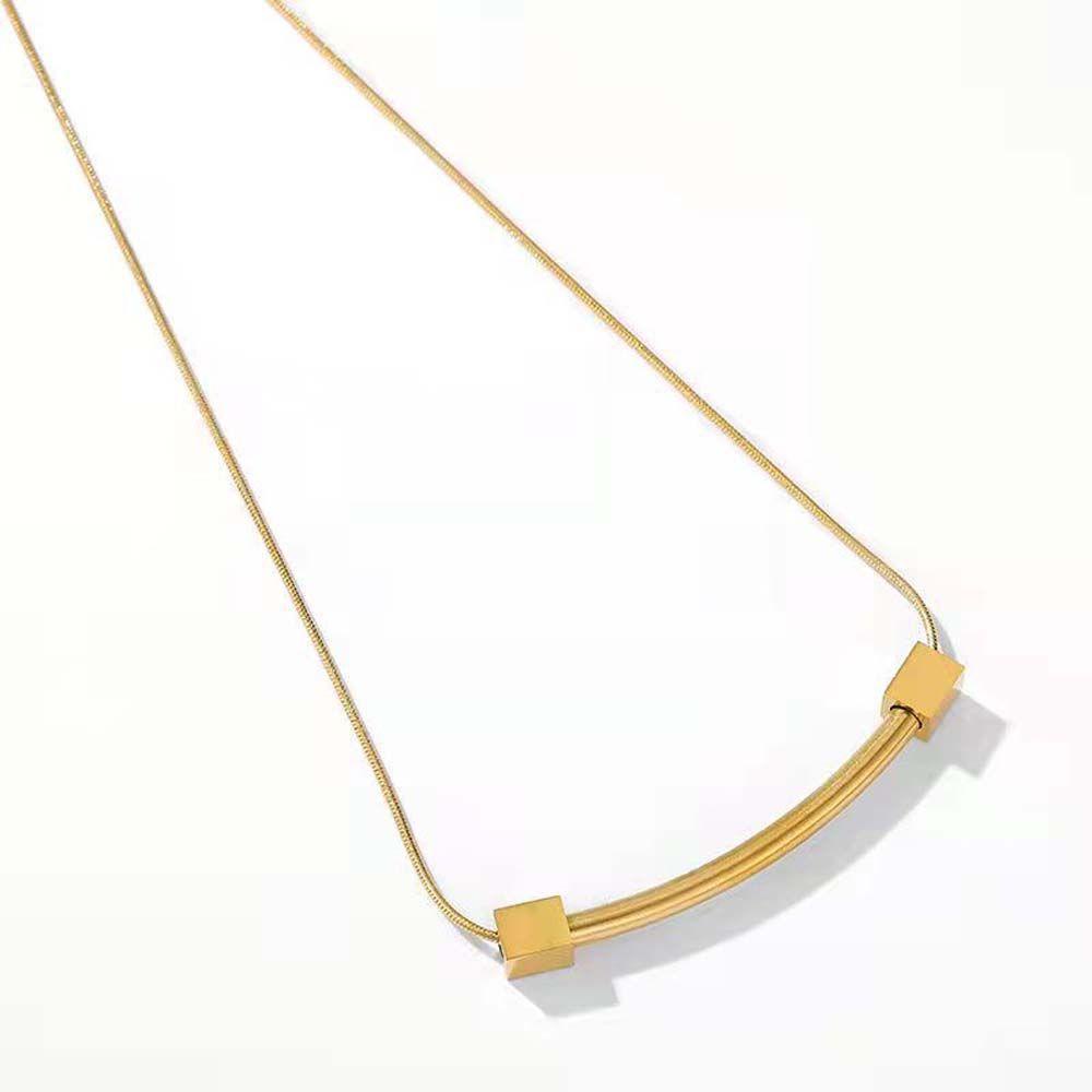 Mxbeauty Kalung Wanita Punk Fashion Warna Emas Fashion Perhiasan Gothic Titanium Steel Gaya Korea