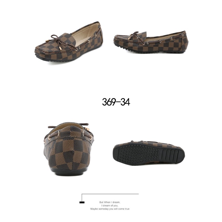 Gloria Flat Loafer Shoes in Damier 369-34