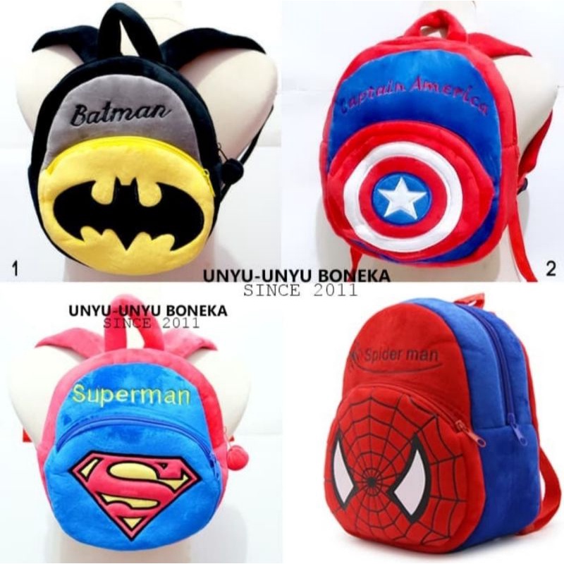 tas ransel import baby kids batman spiderman superman ironman kapten kado ultah