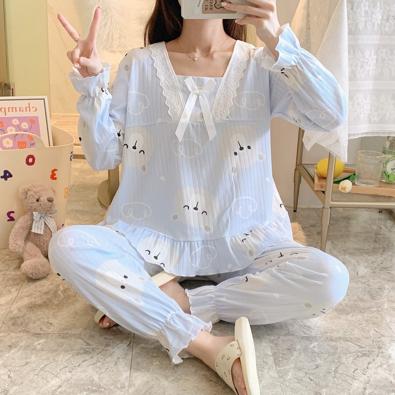Piyama Baju Tidur Wanita V-Neck  Renda PP / Baju Tidur Import Murah PREMIUM bahan Tebal Halus-1
