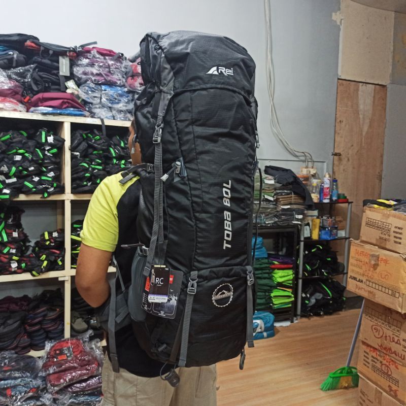 Carrier Rei Lamandu 80L warna Hitam ORI+Raincover