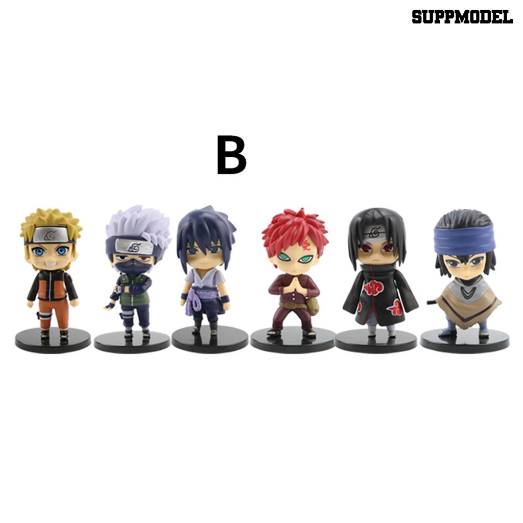 6pcs / Set Mainan Action Figure Model Kartun Anime Naruto Untuk Dekorasi Meja / Mobil / Rumah