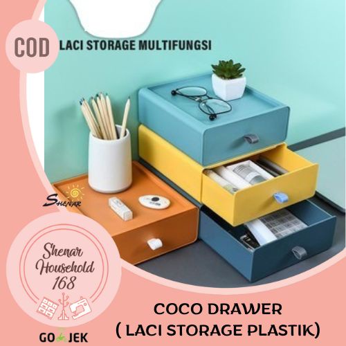 SHENAR COCO DRAWER RAK KOSMETIK KOTAK PENYIMPAN LACI STORAGE PLASTIK RAK MEJA WADAH KOTAK SUSUN PLASTIK - BISA COD