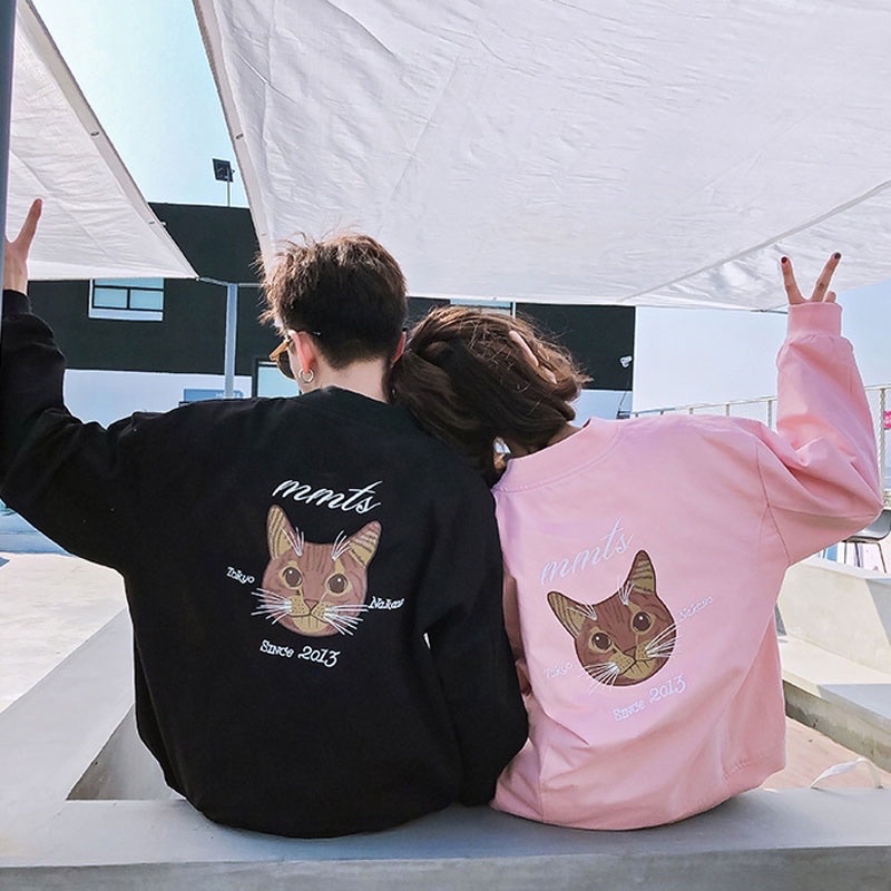 JAKET COUPLE IMPORT PRIA WANITA KOREA KUCING CAT LUCU BM05