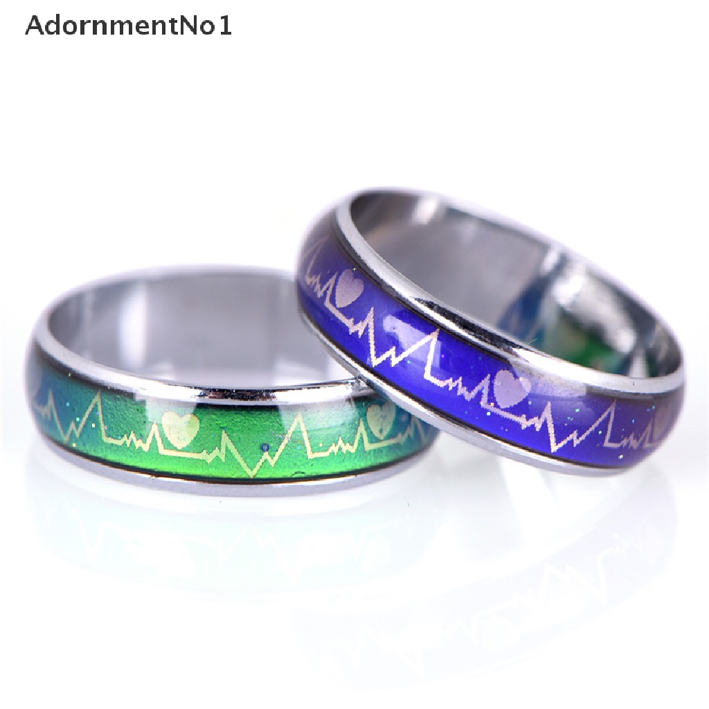 (AdornmentNo1) Cincin Tunangan Titanium Steel Motif Mood Temperatur / Emosi Untuk Perhiasan Wanita