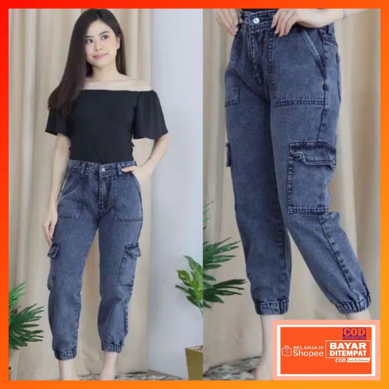 Celana jeans wanita / Jeans cargo / celana jeans boyfriends