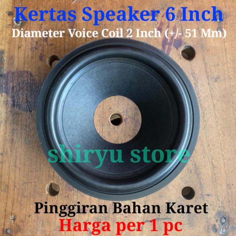 Conus Membran Kertas Daun Speaker Miniatur 6 In Inch Sub Woofer Subwoofer Coil Besar Karet