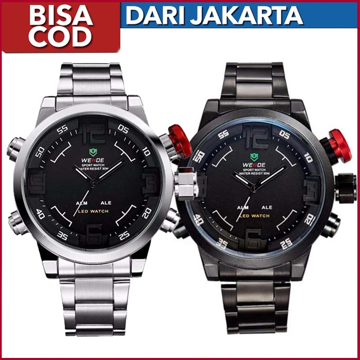 Bisa COD ★ Weide Jam Tangan Pria Wanita Sport Quartz Fashion Analog Stainless Steel Wrist Watch72