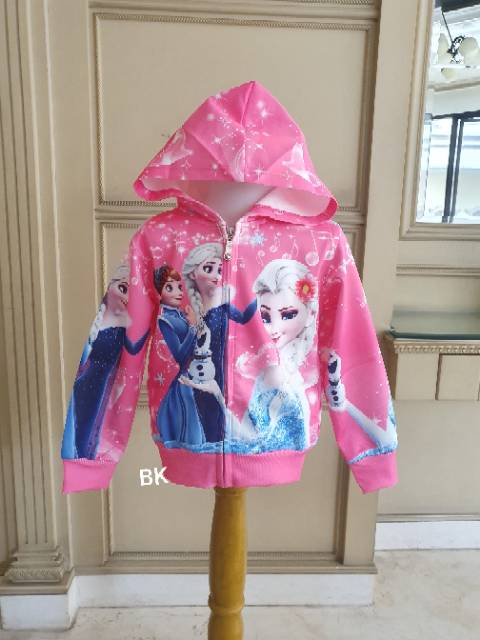 JACKET HODDIE ANAK PEREMPUAN MOTIF FROZEN ELSA ANNA / JAKET ANAK PRINCESS IMPORT